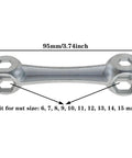 Ten In One Bone Shaped Hex Wrench Kit For Bicycle Maintenance 6 To 15mm, zinc alloy bone shape with 95mm length shown.