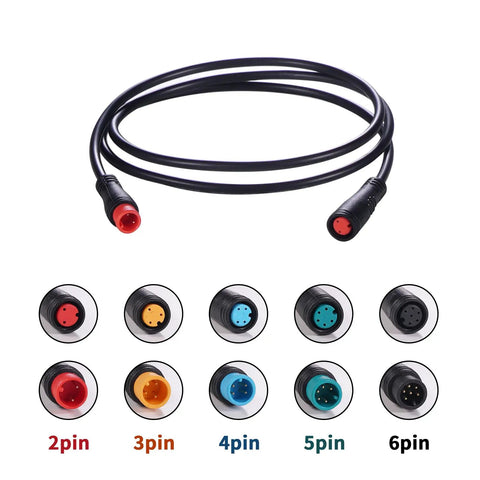 Waterproof Extension Cable Kit For Electric Bicycles 2Pin To 9Pin Connectors With 50Cm Length, various pin options visible
