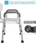 Shower Chair For Seniors With Wide Seat And Easy Assembly, Adjustable Height, Non Slip Bath Stool, Aluminum Frame