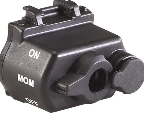 Black Remote Door Switch Assembly With No Fuss Safe Off For TLR 1 And TLR 2 Series showing on and off settings