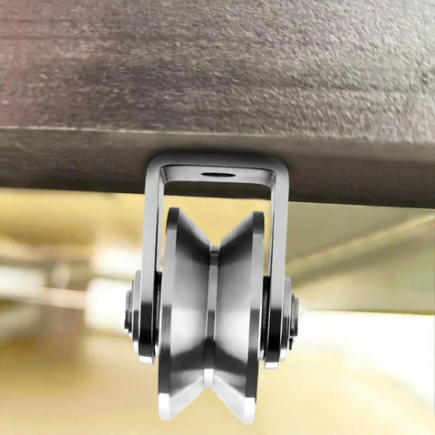Side view of V Groove Wheel Pulley For Material Handling And Moving Jobs 201 Stainless Steel Silent Pulley Block