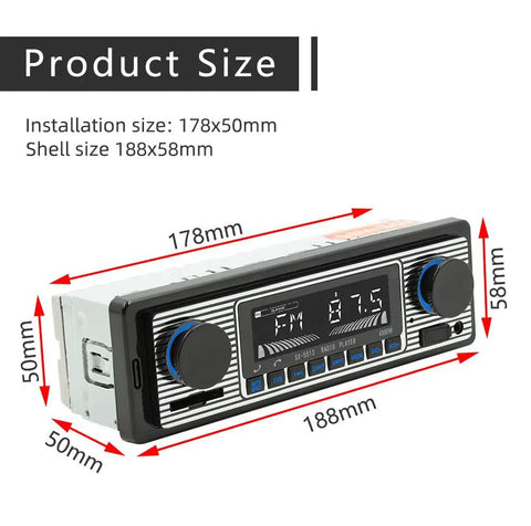 Dimensions of 7 Inch Bluetooth Car Stereo Receiver With FM Radio, USB SD AUX Playback, Hands Free Calling, Built In Microphone
