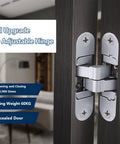 Three Dimensional Invisible Door Hinges For Wood Doors And Hidden Install, 180 Degree Swing, Easy Install 3D Hinges