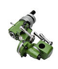 Universal Milling Cutter Sharpener And Engraving Knife Holder Tool Built For Weekend Warriors Who Want No Fuss And Pristine Cuts Daily A Knockout Stand That Takes Blunt Tools And Makes Them Fly Again Soon, green metal tool with clamps and levers for precision sharpening.