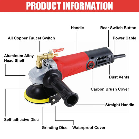 Diagram of Pro Grade Wet Polisher With 4 Inch Diamond Polishing Pad Kit Six Variable Speeds From 1100 To 5000 RPM 860W 110V