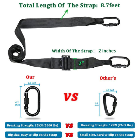 Tree Climbing Linemans Belt For Hunting With One Hand Adjustable Length And Safety Tether Set with strap and carabiners