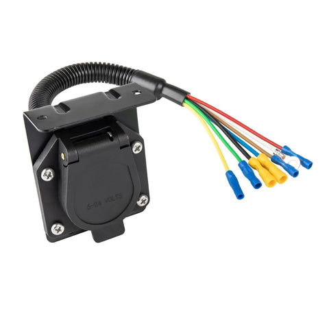 7 Way RV Trailer Light Connector Socket 7 Pin Wiring Harness with Mounting Bracket and multicolored wires