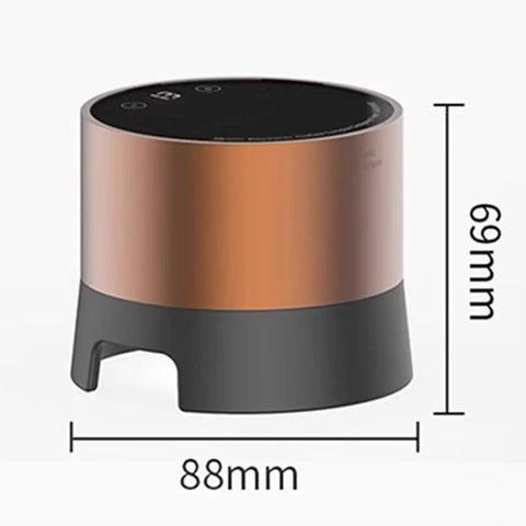 Smart Automatic Espresso Coffee Tamper With Digital Touch Panel Plus Twenty Adjustable Pressure Levels For Precision Ground Compaction, showing dimensions.