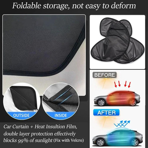 Blazeray sunshade for Ford Mustang Mach-E; foldable black glass-roof sunshade with UV protection installed on car