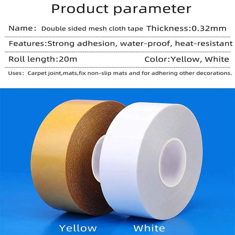 Heavy Duty Double Sided Carpet Tape For Rugs And Area Mats 2 Inch Wide By 21.9 Yards Strong Adhesion Waterproof Residue Free