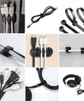 Ultimate 173 Piece Cable Management Kit With Heavy Duty Adhesive Wall Clips And Secure Cord Ties for neat cable organization.
