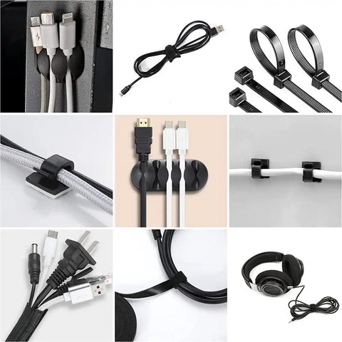 Ultimate 173 Piece Cable Management Kit With Heavy Duty Adhesive Wall Clips And Secure Cord Ties for neat cable organization.