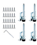Set Of Four Steel Adjustable Leveling Feet For Wardrobes And Cabinets On Uneven Floors Keeps Heavy Furniture Rock Solid With Height Adjustable Levelers And Easy Stabilization For Wobble Free Stance, 4 steel feet with screws and wrench