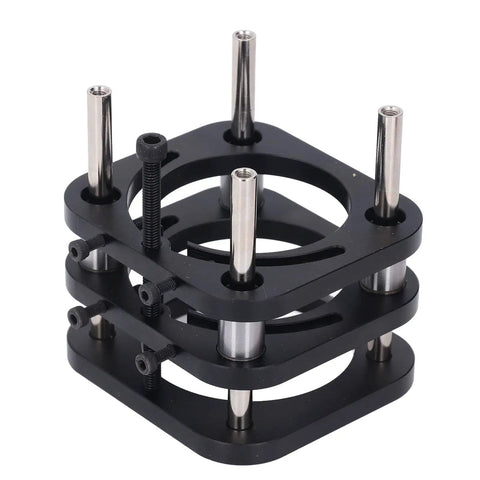 Pro Grade Heavy Duty Beefy Aluminum Router Table Lifting Base With Stainless Steel Rod For 64 To 66 Mm Carving Machines Four Jaw Clamping System 51 Mm Maximum Lifting Stroke Black, top view