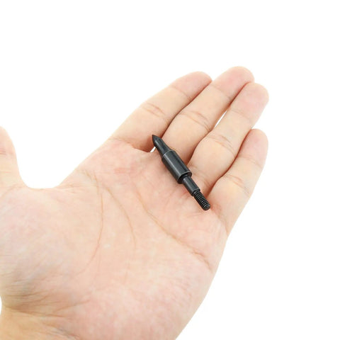Carbon Steel Archery Tips 150 Grain Arrowheads 12 Pack shown on hand, black jacket arrowhead for field target practice.
