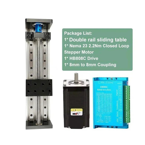 Pro Grade Ball Screw Linear Rail Kit With SFU1605 Sliding Table Nema23 Encoder Motor 2.2Nm X Y Z Axis Motion Stage components