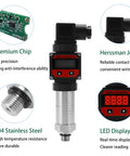 Pro Grade Digital 4-20mA Pressure Transmitter With LCD Display, 0-435 PSI Range, features premium chip and LED display