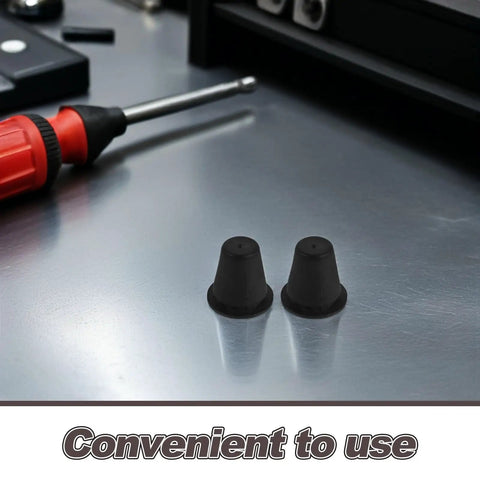 Heavy Duty 2 Pack Front Hood Stop Bumpers With Rubber Buffer Kit For Ultimate Shock Absorption And Damping Cushions To Keep Your Engine Cover Locked In Place Without Any Stress Or Damage, black rubber cones on metal panel