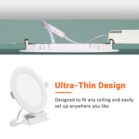 Six Pack 5 Inch LED Recessed Ceiling Lights Sleek Ultra Thin Canless Downlight With 3CCT Selectable installation guide
