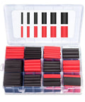 300 Piece Heat Shrink Tubing Kit With 3 To 1 Shrink Ratio, Adhesive Lined Marine Grade Shrink Wrap In Black And Red, open case view