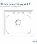Diagram showing four-hole configuration for Chateau Chrome Single Handle Kitchen Faucet With Protege Side Spray Model 67430 Replacement Part