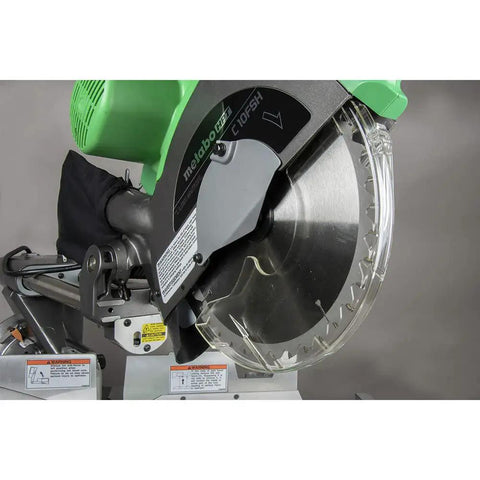 10 Inch Sliding Compound Miter Saw With Adjustable Laser Guide, Double Bevel, 12 Amp Motor, Electronic Speed Control And Electric Brake, Includes Pivoting Flip Fence For Clean, Pro Level Cuts - side view of the blade and motor housing