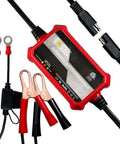 Automatic 12V 1A Smart Battery Charger And Maintainer with cables for lead acid batteries, SLA VRLA GEL AGM WET, desulfator, 4-step.