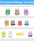 100 Piece Fuses Assortment Kit Featuring Standard And Mini Blade Auto Fuses Made Of Solid Zinc Alloy To Keep Your Ride Rolling Smooth And Shield Wiring From Overloads Top Shelf Garage Gear That Truly Delivers, showcasing various fuse types and sizes.
