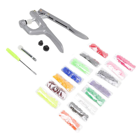 Must Have Go To Plastic Snap Set Kit With 150 T5 Buckles In Various Colors For Clothing And Sewing Projects Durable Plastic Snaps And Handy Snap Plier For DIY Repairs And Craft Projects, T5 plastic snap kit with plier and assorted colored snaps