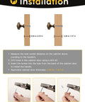 Installation guide for Top Tier Zinc Alloy Cabinet Knobs And Drawer Pulls Antique Brass Finish Five Pack with screw measurements.