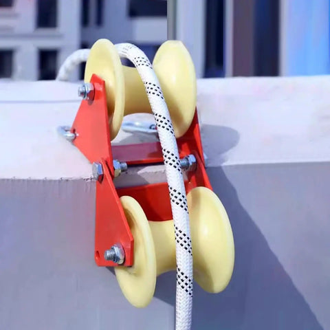 Heavy Duty Double Pulley System With Steel Rings And Nylon Groove Wheel For Wall Corners Rooftop Tents Sewers