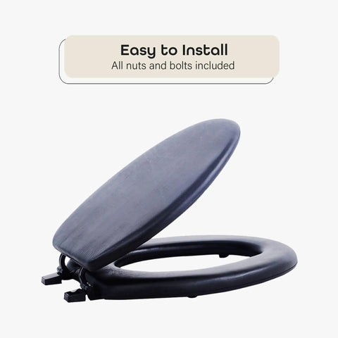 Soft Elongated Vinyl Toilet Seat In Black 19 Inches Foam Cushioned Cover For All Elongated Fixtures Ultra Comfy Feel