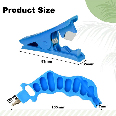 Product dimensions of blue 2 In 1 Drip Irrigation Punch Tool Kit With Hole Puncher, Hose Cutter, Drip Plugs, and 1/4 Inch Barbed Connectors