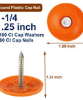 No Fuss Plastic Cap Nails Paired With Heavy Duty Electro Galvanized Ring Shank Fasteners And Resilient Orange Waterproof Washers for 1.25 inch fastener