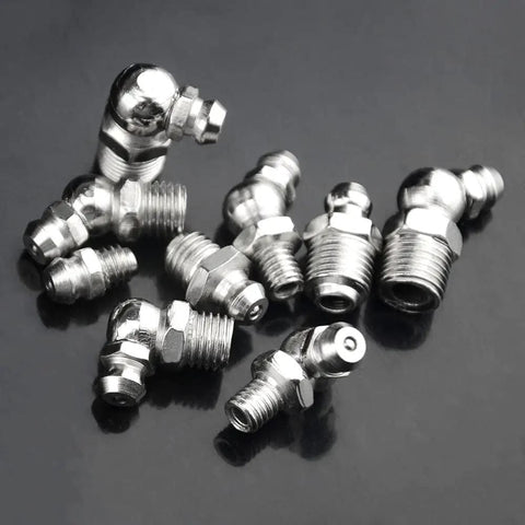 60 Piece Metric Hydraulic Grease Fitting Kit Galvanized Steel M6 M8 M10 Straight 90 Degree 45 Degree Angles Assortment