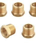 Pack of 5 Beefy 3/8 Inch Male To 1/4 Inch Female NPT Brass Hex Bushing Reducing Adapter, hex head pipe fitting