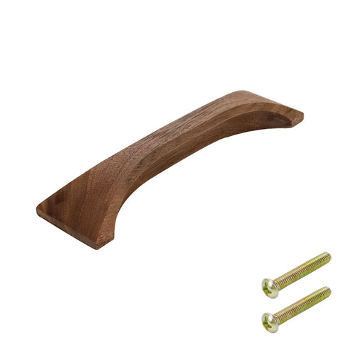 Walnut Wood Finger Pull Handle for Drawers 3.8 Inch Hole Distance with screws, smooth finish, solid natural walnut material