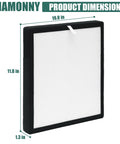 TZ-K2-A Compatible 3 In 1 H13 True HEPA Filter Replacement with Activated Carbon and Pre Filter, dimensions shown in inches