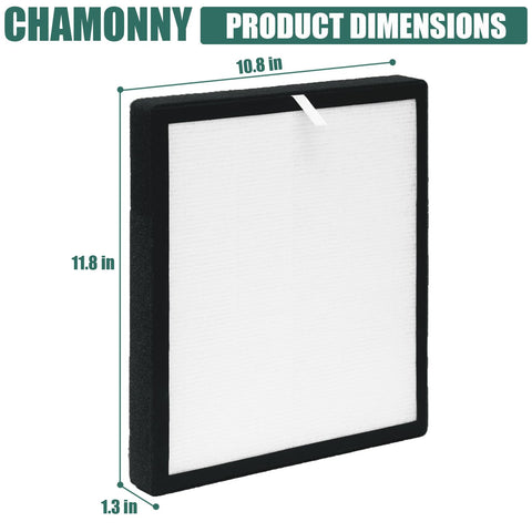 TZ-K2-A Compatible 3 In 1 H13 True HEPA Filter Replacement with Activated Carbon and Pre Filter, dimensions shown in inches