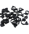 20 Piece Nylon Hose Clamps Five Eighth Inch Carabiner Style Black Plastic Hose Band Fasteners scattered view