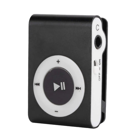 Black Clip On MP3 Player With USB Cable And Earphones Ultra Lightweight Portable Music Player For Running And Hiking with side buttons