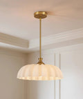 Zobawlks Pendant Lights Kitchen Island: Mid-Century Hanging Light with floral glass shade and gold finish.