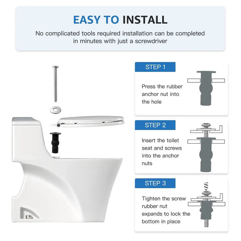 Installation steps for 4 Pack Toilet Seat Bolts Kit With Nuts And Washers For Top Mount Hinges Fits Three Eighths Inch Mounting Holes