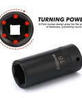 Close-up of 15mm 6-point socket from Heavy Duty One Quarter Inch Drive Impact Socket Set With Shallow And Deep Sockets 4mm To 15mm