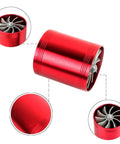 High Flow Air Intake Turbo Booster Kit with Double Sided Turbine for Cars, red aluminum, plug and play power saver