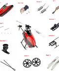 Durable RC Helicopter Gear Screw Kit For XK K110s Remote Control Aircraft with plastic and aluminum parts displayed