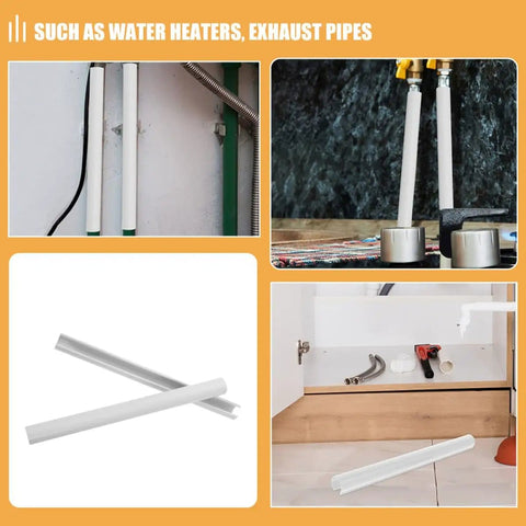 Four Piece Radiator Pipe Covers 15x300mm White Insulated Sleeve For Indoor And Outdoor Water Pipes installation examples