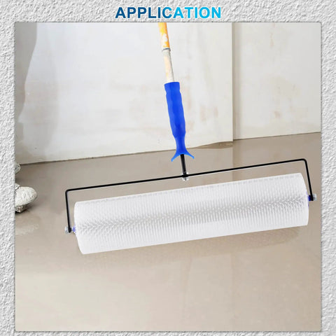 Self Leveling Cement Tools Epoxy Flooring Kit For Concrete Floors Pro Grade Epoxy Paint Roller Set shown applying coat