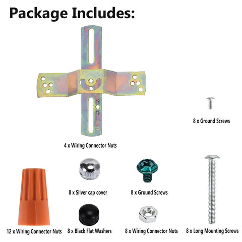 4 Pack Light Fixture Mounting Brackets Set For 4 Inch Junction Boxes, Adjustable Crossbars For Wall Lights, Ceiling Lights, Chandeliers, And Pendant Lighting, Rust Resistant Zinc Finish, No Fuss Install, Style 2 Color package includes mounting bracket, screws, nuts, and washers