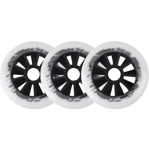 Inline Skate Wheels 85A Outdoor Indoor Set With 90/100/110mm Options For Cruising And Racing, Premium PU, white with black core
